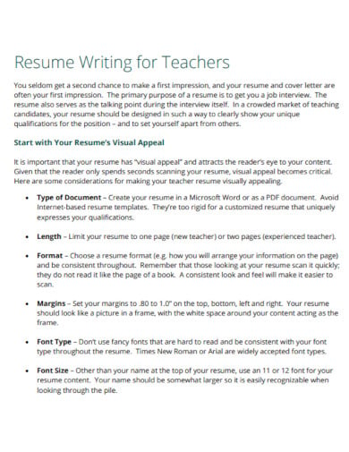 microsoft resume writing for teachers