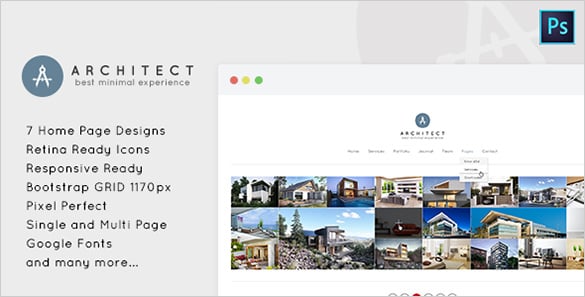 minimal psd template for architects