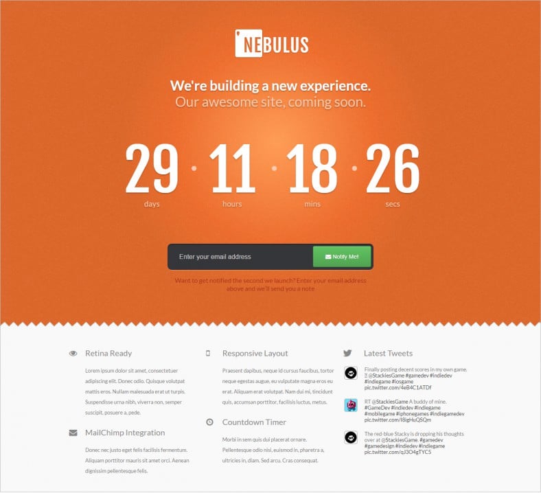 HTML5 Coming Soon Page Templates & Themes Free & Premium Free