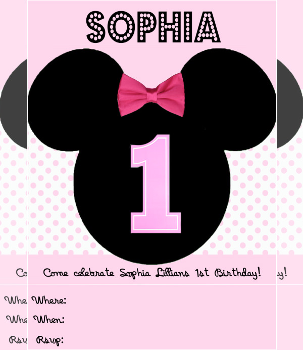 minnie mouse birthday invite for a little girl