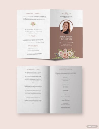 mother mom funeral obituary bi fold brochure template