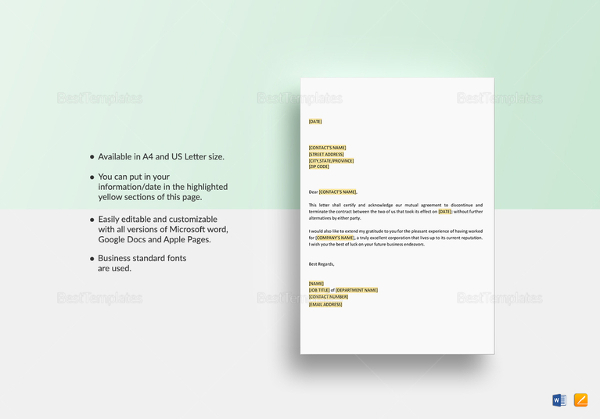 mutual termination of contract template