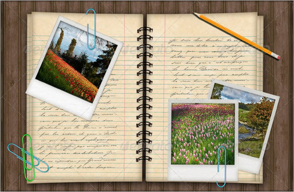 notebook polaroid photo template
