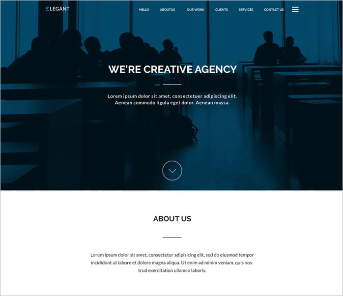 one page website free psd template
