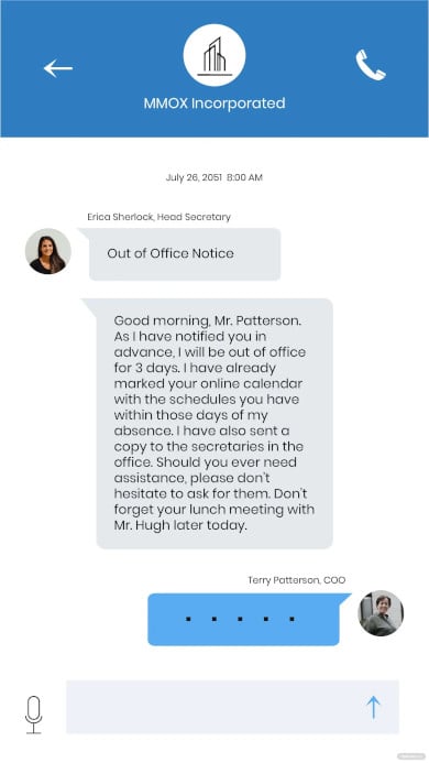 out of office phone message template