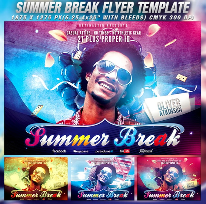 psd summer break flyer template