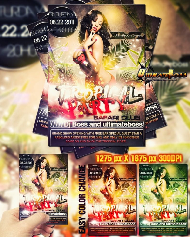 party tropical colourful flyer 788x