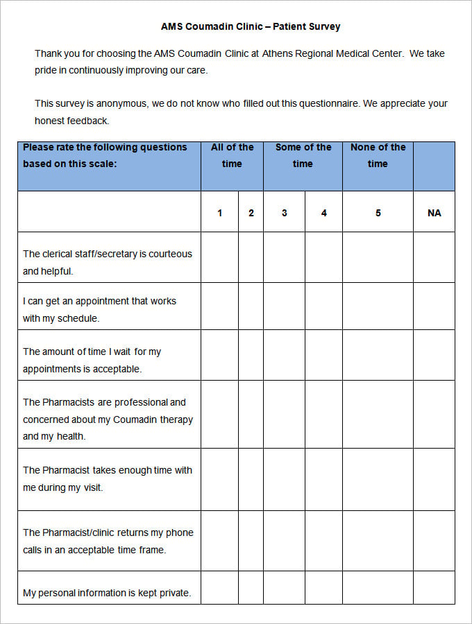 patient satisfaction survey template download