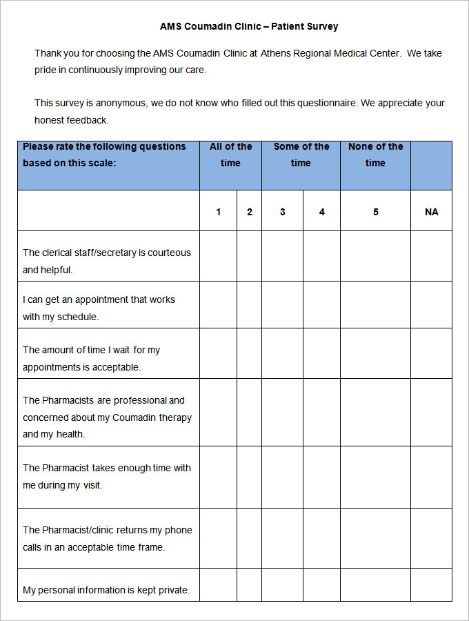 patient satisfaction survey template download