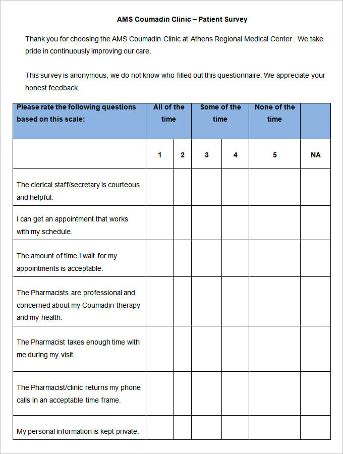 9 Patient Satisfaction Survey Templates Word PDF Google Docs Apple Pages