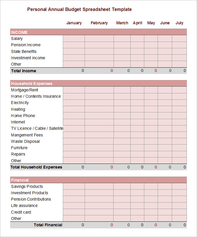 personal budget template excel free download