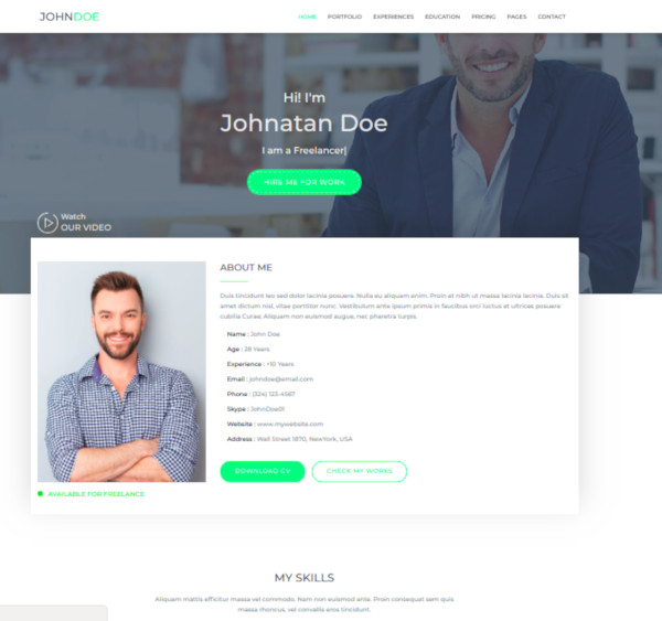 28+ Best vCard WordPress Templates & Themes