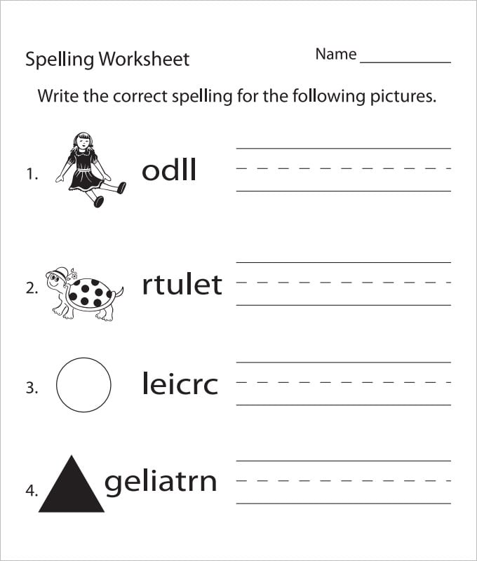 picture spelling practice worksheet template