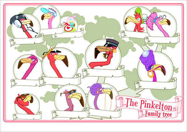 pink family tree template for kids