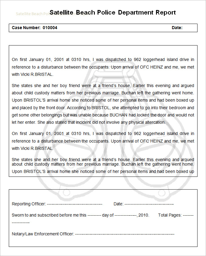 Sample Police Report Template 11 Free Word Pdf Documents Download 1079