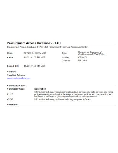 procurement access database
