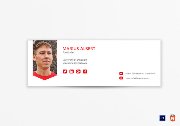 professional footballer email signature template