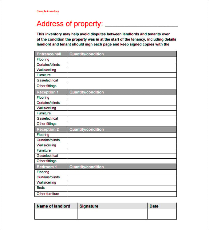 rental property inventory form