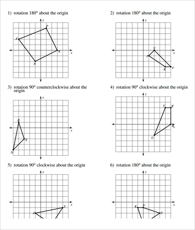 rotations coordinate geometry worksheet template