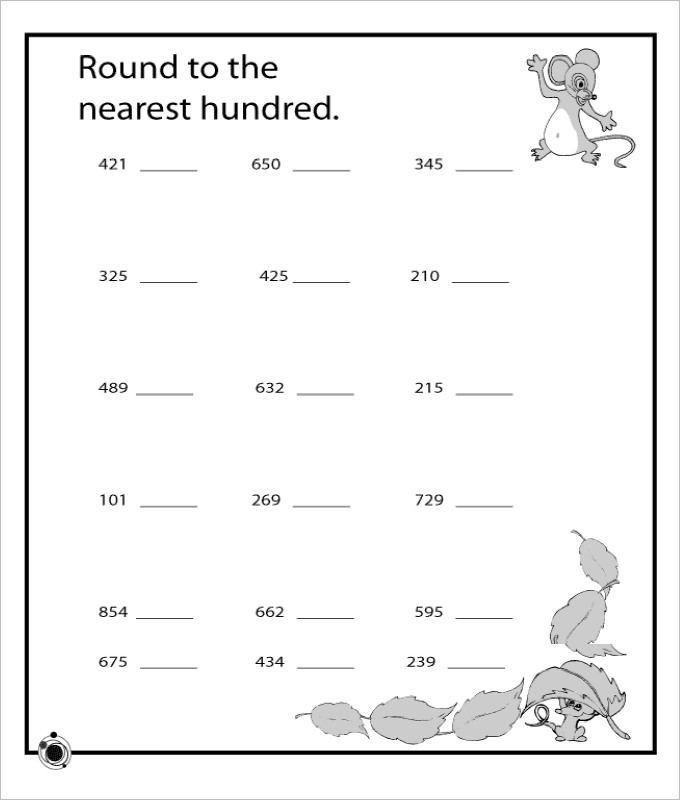 rounding hundred fun math worksheet template