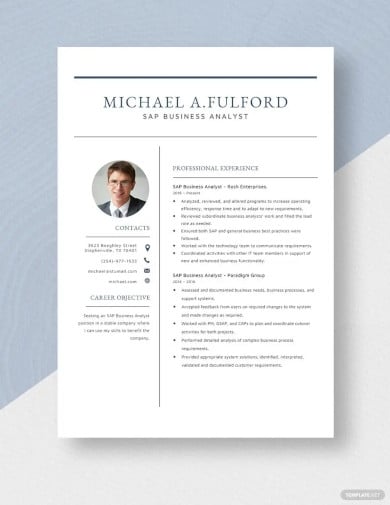 sap business analyst resume template