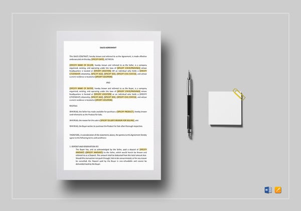 sales contract word template