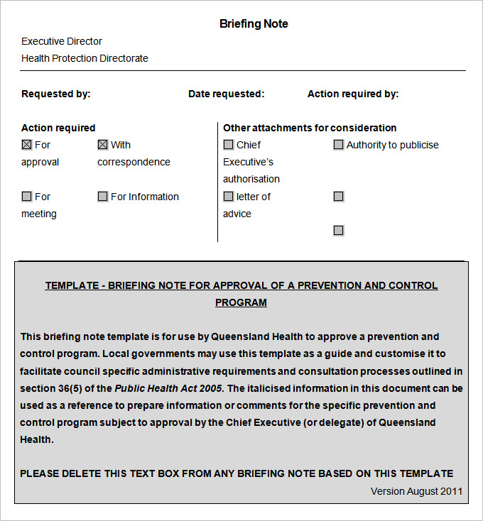 sample briefing note template pdf download