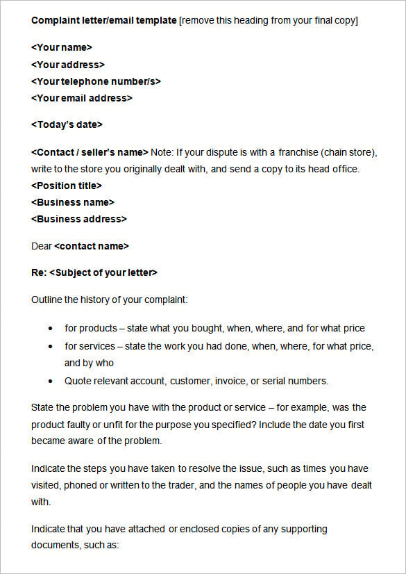 sample-complaint-letter-email-template