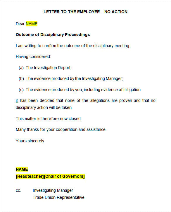Disciplinary Action Letter Template