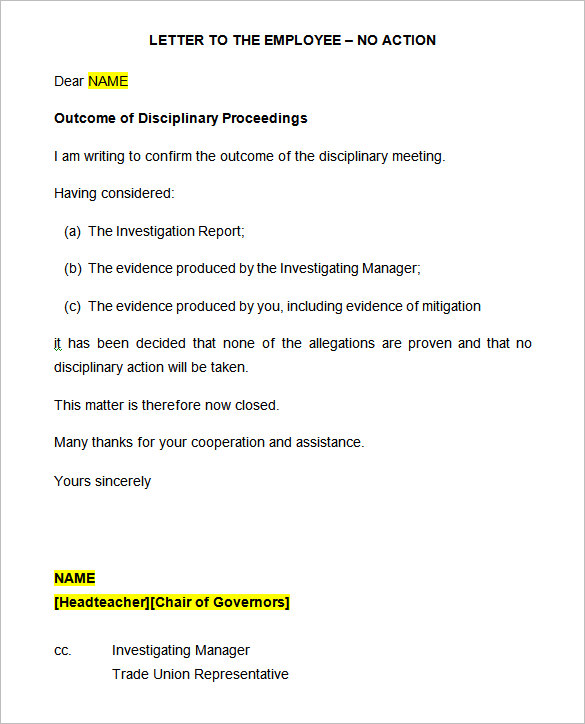 17 Sample Disciplinary Letter Templates Word Apple