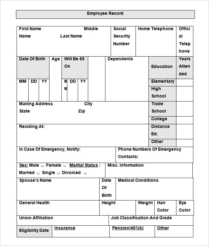 Personnel File Template Free Download Digitalwebdesign