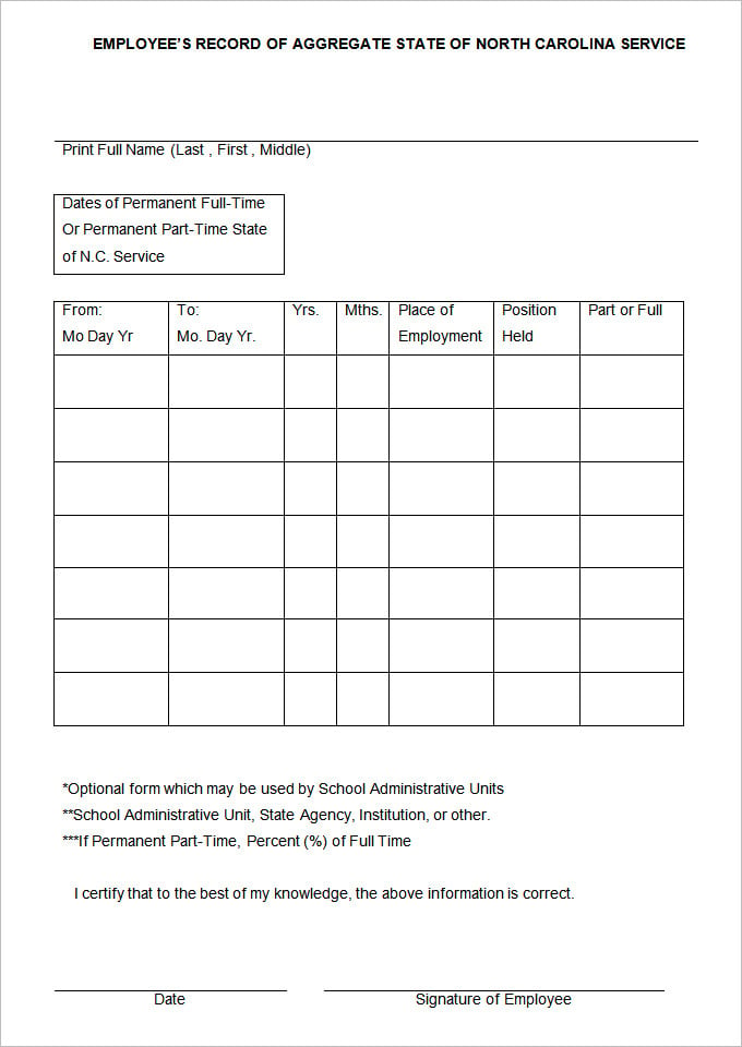 Employee Record Templates 30+ Free Word, PDF Documents Download Free