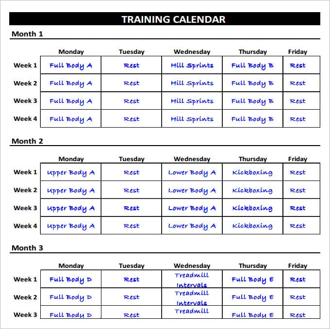 Fitness Schedule Template 12  Free Excel PDF Documents Download