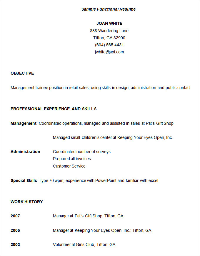 functional it resume sample