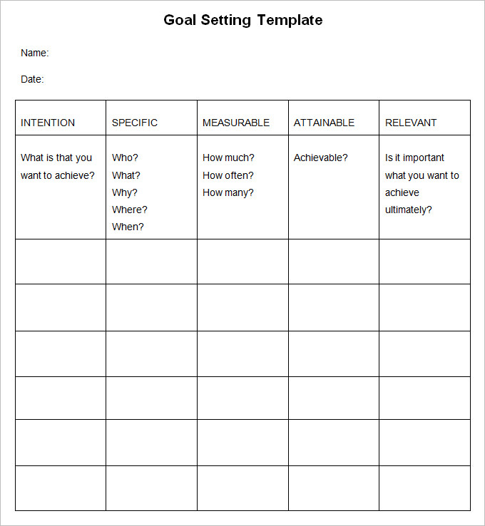 sample goal setting teemplate