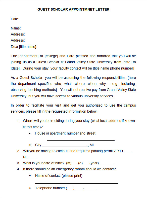 31 FREE Appointment Letter Templates PDF Google DOC Apple Pages