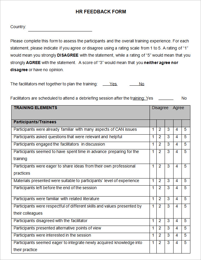 9+ HR Feedback Forms | HR Templates | Free & Premium Templates | Free ...