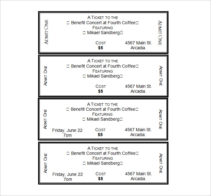 free printable downloadable movie ticket template