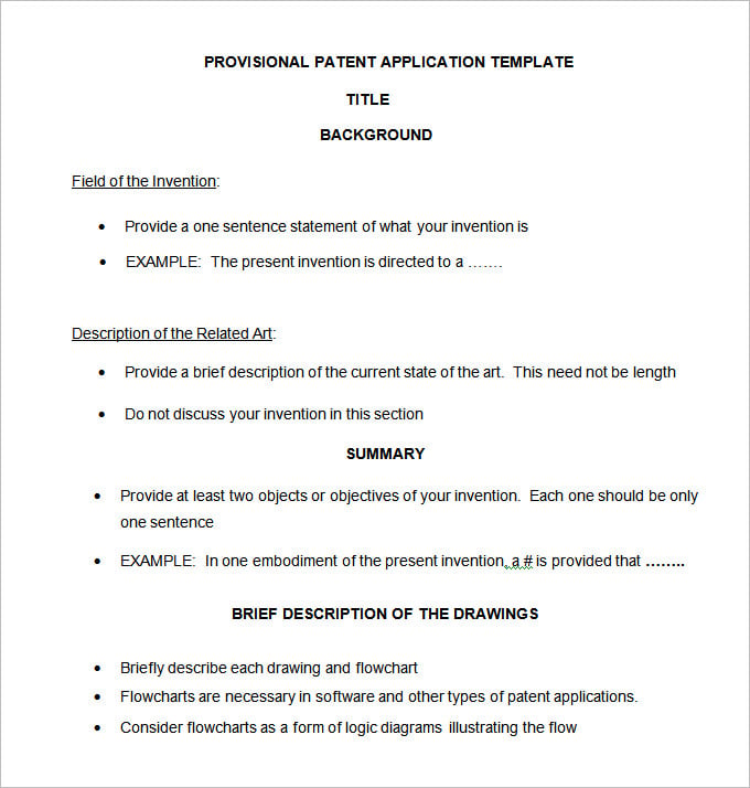 Patent Application Template 12  Free Word PDF Documents Download