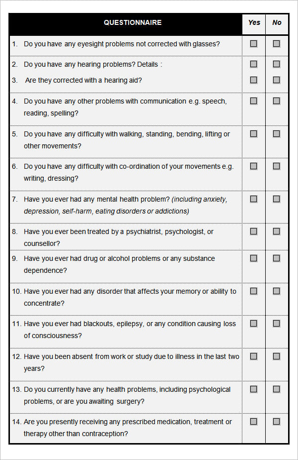 10  FREE Sample HR Questionnaire Templates DOC PDF