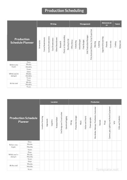 sample production schedule template