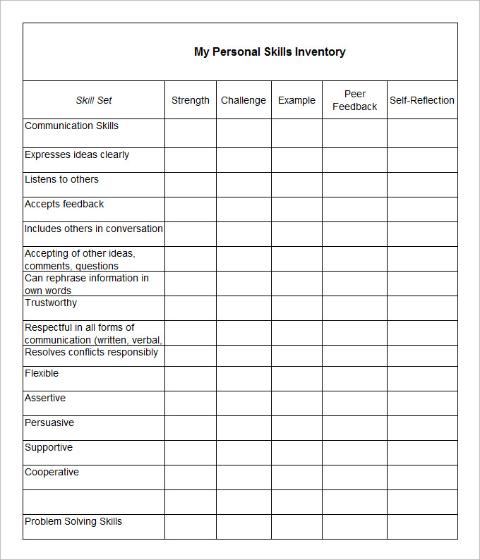 Skill Chart Template