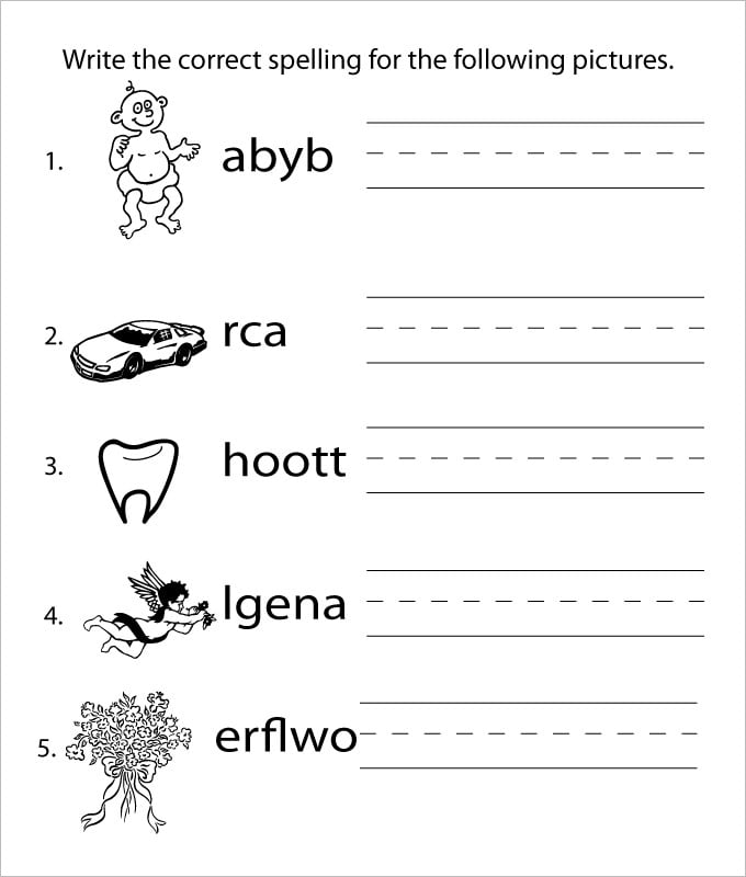 sample spelling practice worksheet template