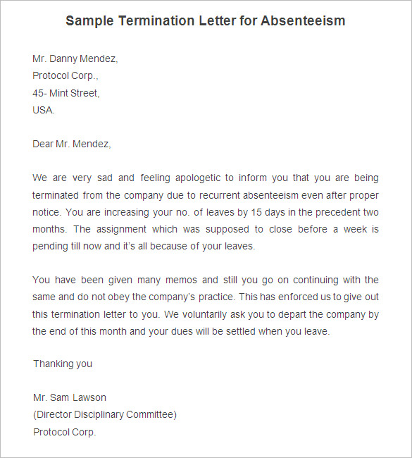 Free Termination Letter Template 30 Free Sample Example Format Download