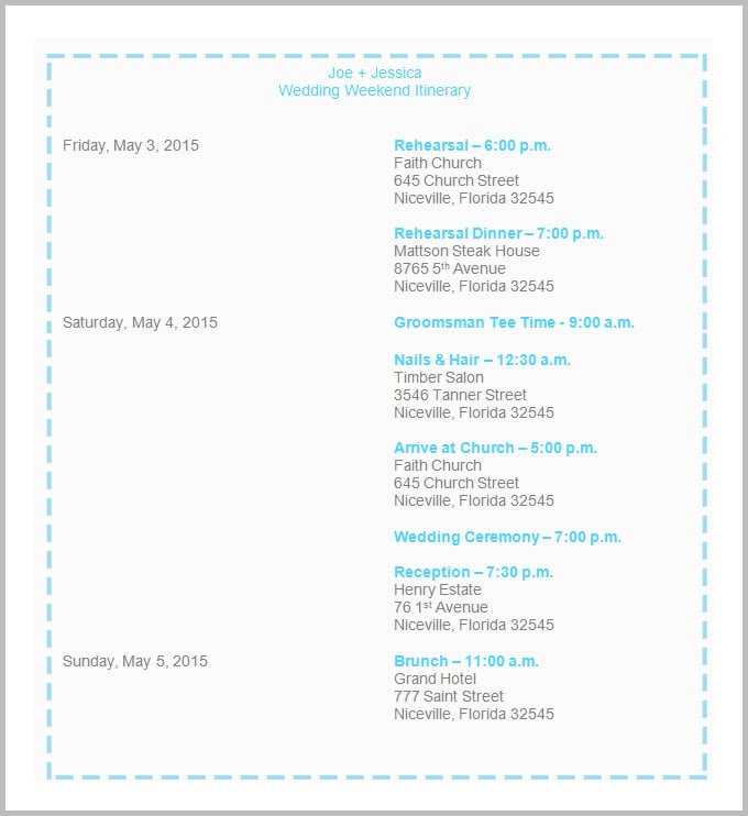 Printable Wedding Itinerary Template from images.template.net