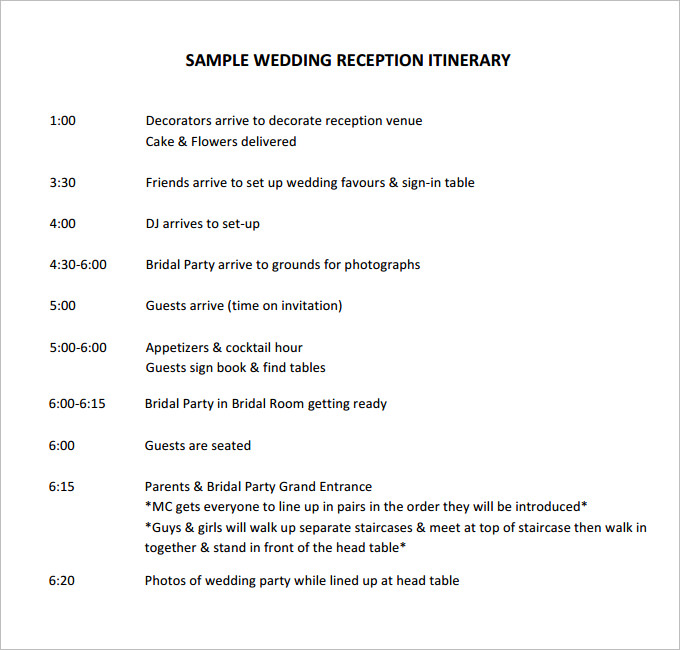 52+ Wedding Itinerary Templates - DOC, PDF, PSD