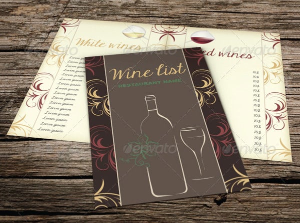 sample wine menu