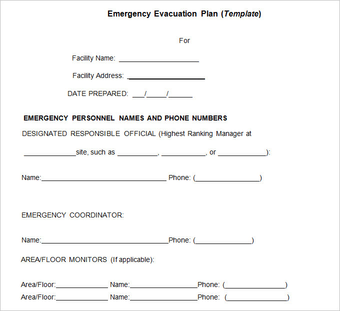 sampleemergency evacuation template