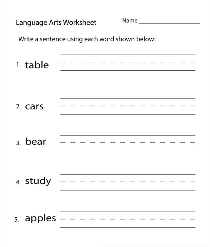 sentence-language-art-worksheet-template