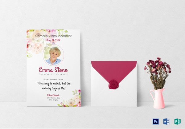 simple floral funeral invitation template